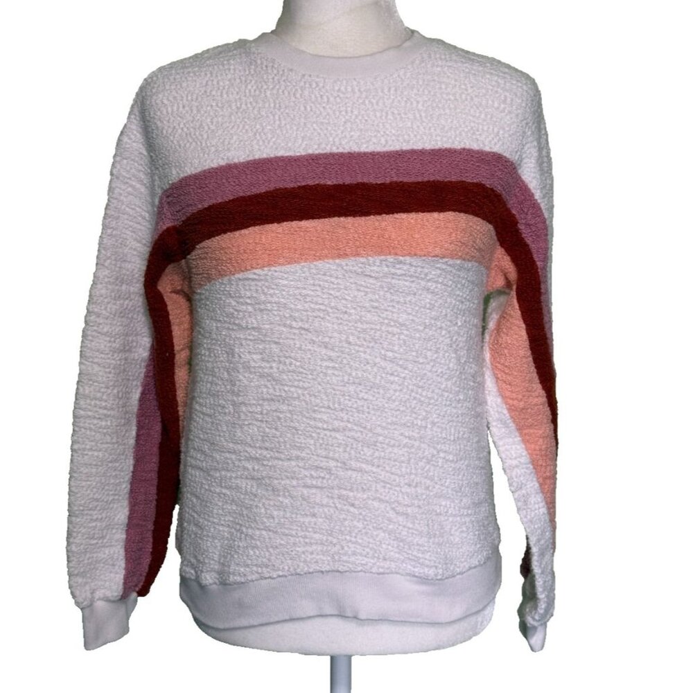 Faherty Women’s Sweatshirt‎ Vista Stripe Terrycloth Crewneck Pullover Size Small